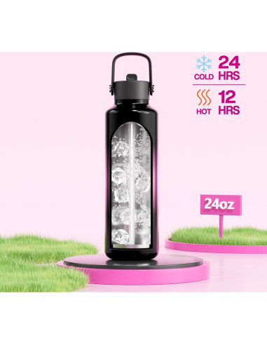 Botella de Agua Reutilizable POWCAN 24 oz Noche Neón Aislada