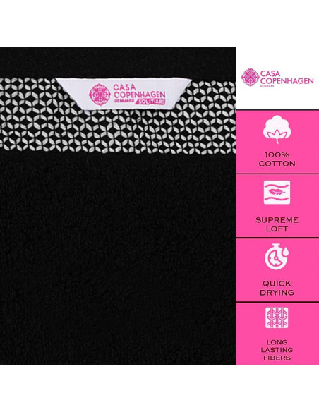 Conjunto de Toallas CASA COPENHAGEN 6 Piezas Algodón Negro 600 GSM Conjunto de Toallas CASA COPENHAGEN 6 Piezas Algodón Negro 600 GSM
