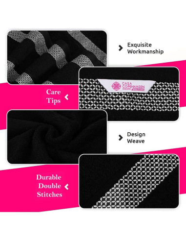 Conjunto de Toallas CASA COPENHAGEN 6 Piezas Algodón Negro 600 GSM