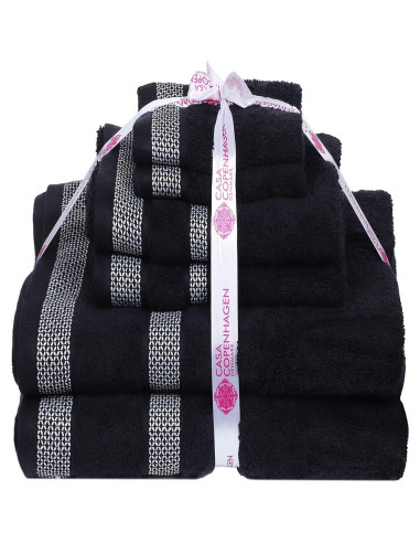 Conjunto de Toallas CASA COPENHAGEN 6 Piezas Algodón Negro 600 GSM