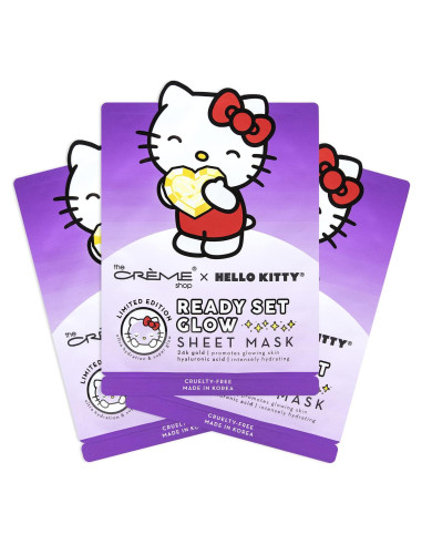 Máscara de Hoja Hello Kitty 24K Hidratante - Paquete de 3