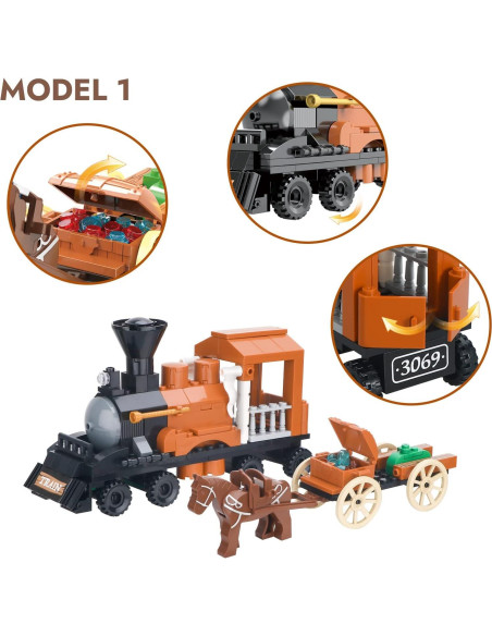 Kit de Construcción 3en1 Tren, Establo y Posada - 212 Pcs Kit de Construcción 3en1 Tren, Establo y Posada - 212 Pcs