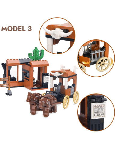 Kit de Construcción 3en1 Tren, Establo y Posada - 212 Pcs