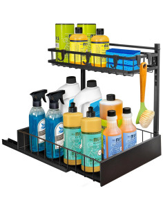 Organizador de Gabinete Lynk Professional 2 Niveles Extraíble Negro 2