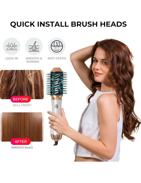 Cepillo Secador de Cabello 6 en 1 Trylater con Iones Negativos Cepillo Secador de Cabello 6 en 1 Trylater con Iones Negativos