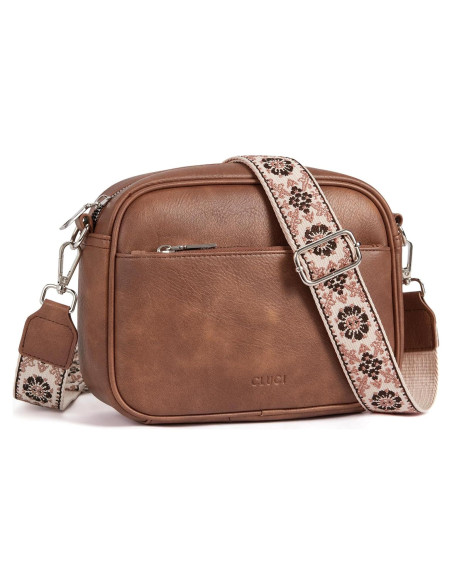 Bolso Cruzado CLUCI de Cuero Vegano para Mujeres - Marrón Bolso Cruzado CLUCI de Cuero Vegano para Mujeres - Marrón