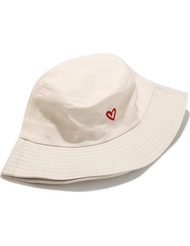 Sombrero de Cubo Bordado XYIYI Algodón Beige Unisex