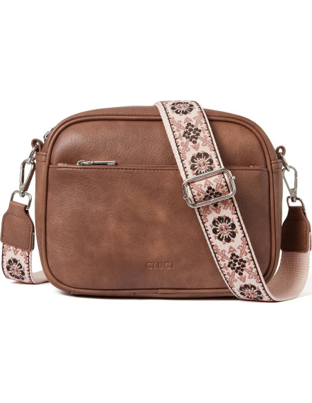 Bolso Cruzado CLUCI de Cuero Vegano para Mujeres - Marrón Bolso Cruzado CLUCI de Cuero Vegano para Mujeres - Marrón