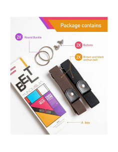 Cinturón Elástico Ajustable Sin Hebilla para Mujeres - 2 Juegos 2