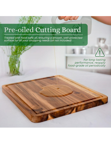 Juego de 3 Tablas de Cortar de Madera de Acacia VieWood