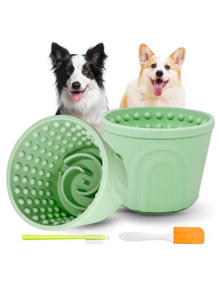 Tazón Lento para Perros Loyala, 2 Piezas, Antideslizante Verde Tazón Lento para Perros Loyala, 2 Piezas, Antideslizante Verde