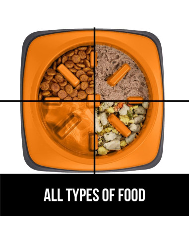 Tazón Interactivo para Perros y Gatos Gorilla Grip 2 Tazas Naranja