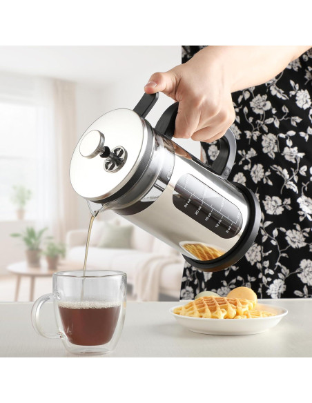 Cafetera Prensa Francesa CHDEXU 1000ml Vidrio Acero Inoxidable Cafetera Prensa Francesa CHDEXU 1000ml Vidrio Acero Inoxidable