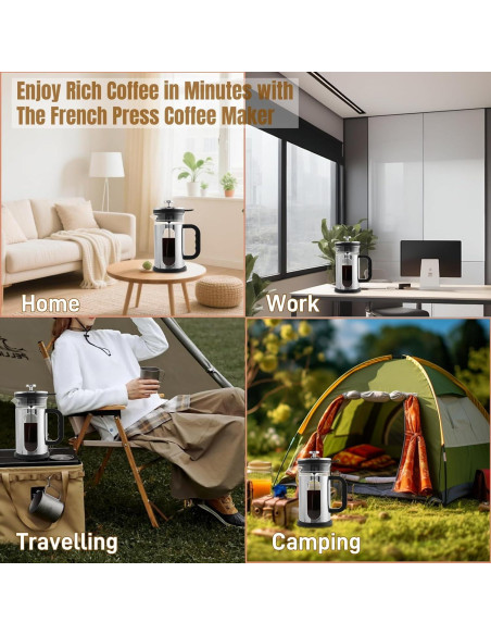 Cafetera Prensa Francesa CHDEXU 1000ml Vidrio Acero Inoxidable Cafetera Prensa Francesa CHDEXU 1000ml Vidrio Acero Inoxidable