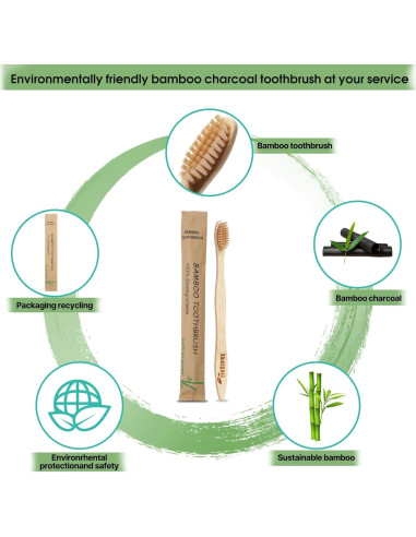 Paquete de 100 cepillos de dientes de bambú Akulgaci ecológicos