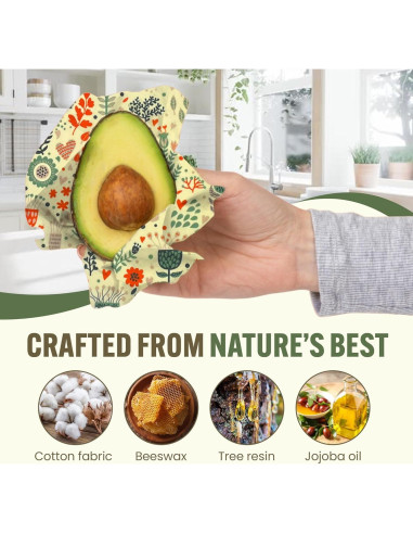 Envolturas de Cera de Abeja Wrapterra - 3 Tamaños Reutilizables
