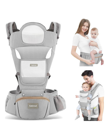 Portabebés Ergonomico Safotad Gris 6 en 1 para Bebés 0-15 kg