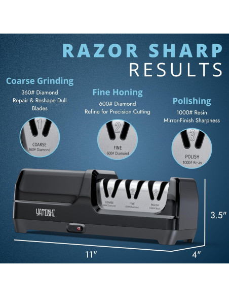Afilador Eléctrico Yatoshi EKS 50W 3 Etapas para Cuchillos Afilador Eléctrico Yatoshi EKS 50W 3 Etapas para Cuchillos