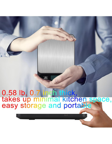 Balanza de Cocina Digital VITSOL 15kg Acero Inoxidable USB