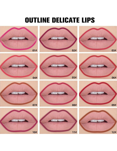 Set de 12 Lápices de Labios Mate Impermeable evpct Set de 12 Lápices de Labios Mate Impermeable evpct