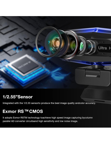 Cámara Web 4K Ceabulila con Control Remoto y Luz RGB