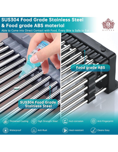Estante de Secado de Platos GICASA Expandible Acero Inoxidable