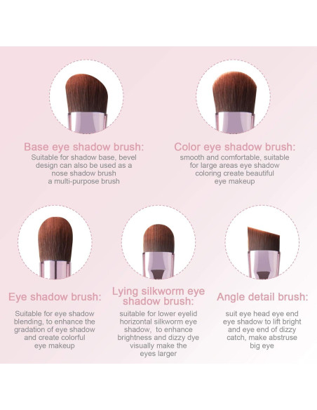 Juego de 5 Pinceles de Maquillaje de Ojos YUESHENNAN Juego de 5 Pinceles de Maquillaje de Ojos YUESHENNAN