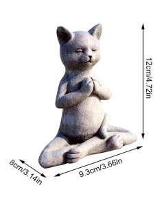 Estatua de Gato Meditando en Resina - Adorno Zen para Jardín 2
