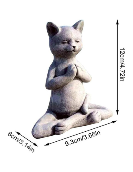 Estatua de Gato Meditando en Resina - Adorno Zen para Jardín Estatua de Gato Meditando en Resina - Adorno Zen para Jardín