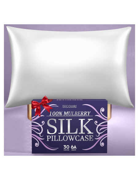 Funda de Almohada de Seda 100% Pura DECOLURE Estándar Blanco Funda de Almohada de Seda 100% Pura DECOLURE Estándar Blanco