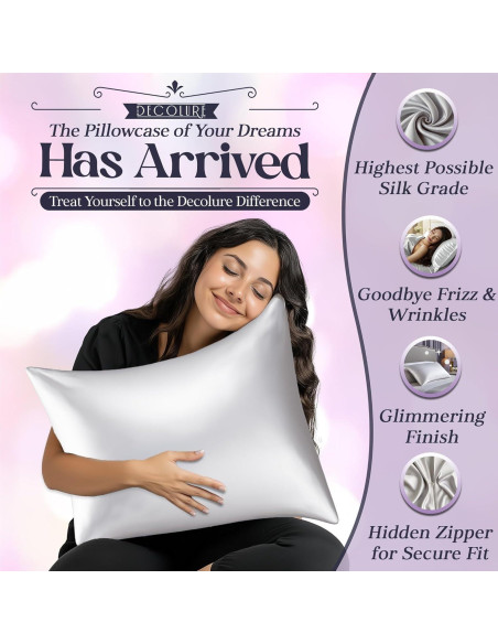 Funda de Almohada de Seda 100% Pura DECOLURE Estándar Blanco Funda de Almohada de Seda 100% Pura DECOLURE Estándar Blanco
