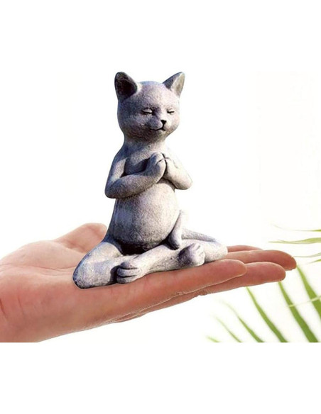 Estatua de Gato Meditando en Resina - Adorno Zen para Jardín Estatua de Gato Meditando en Resina - Adorno Zen para Jardín