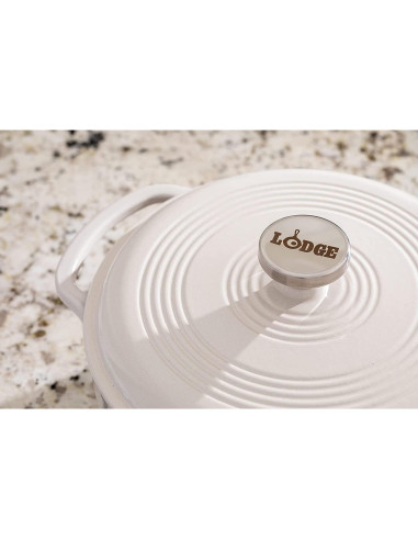 Horno Holandés Lodge 7.5L Hierro Fundido Enameled Blanco