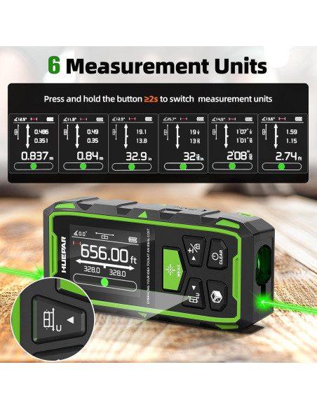 Medidor Láser Dual Huepar 200m Verde LCD Recargable Medidor Láser Dual Huepar 200m Verde LCD Recargable