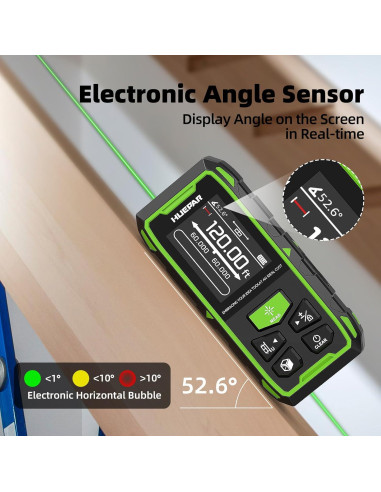 Medidor Láser Dual Huepar 200m Verde LCD Recargable