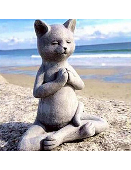 Estatua de Gato Meditando en Resina - Adorno Zen para Jardín Estatua de Gato Meditando en Resina - Adorno Zen para Jardín