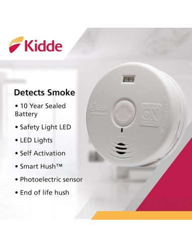 Detector de Humo Kidde P3010H con Batería de 10 Años