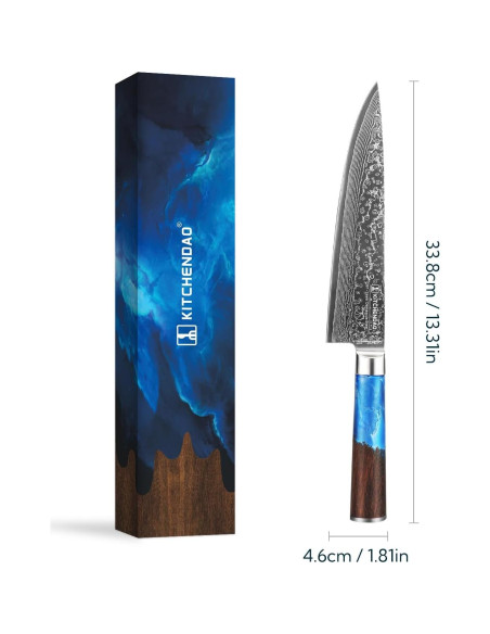 Cuchillo de Chef KITCHENDAO 20.32 cm Acero Damasco 67 Capas Cuchillo de Chef KITCHENDAO 20.32 cm Acero Damasco 67 Capas