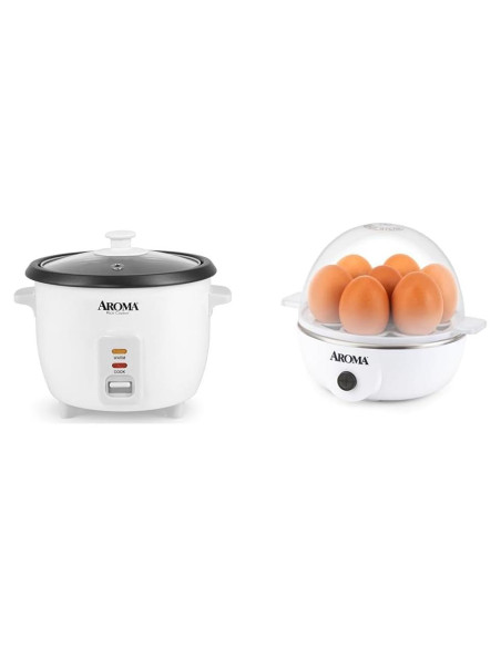 Cocedor de Arroz y Huevos AROMA 6 Tazas + Vaporizador 7 Huevos