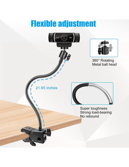 Soporte para Webcam Khazylorr con Brazo Flexible y Clip Soporte para Webcam Khazylorr con Brazo Flexible y Clip