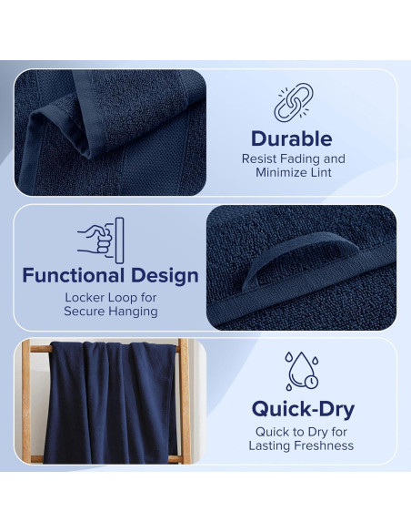 Juego de Toallas de Baño Turco Comfort Spaces 6 Piezas Azul Marino Juego de Toallas de Baño Turco Comfort Spaces 6 Piezas Azul Marino