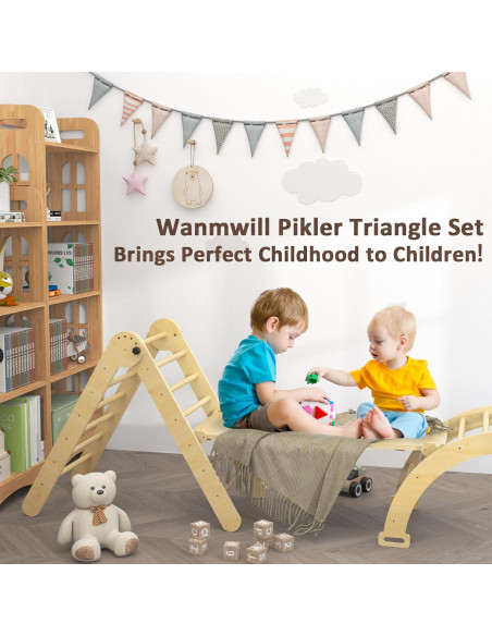 Conjunto Triángulo Pikler Wanmwill 5 en 1 Escalada Infantil Conjunto Triángulo Pikler Wanmwill 5 en 1 Escalada Infantil