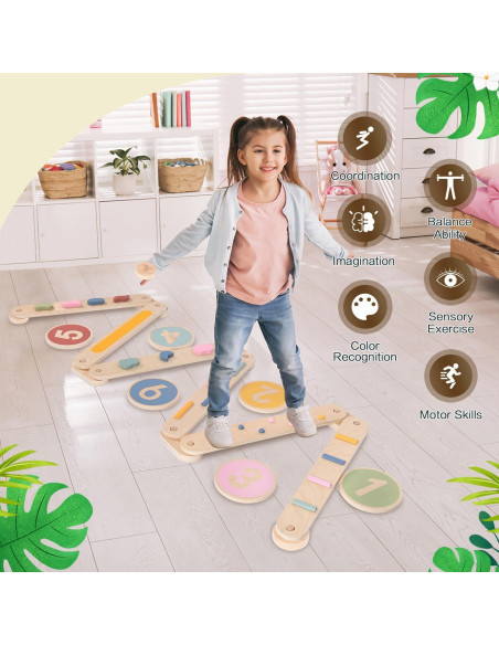 Viga de Equilibrio de Madera JoyTry para Niños 3-5 Años Viga de Equilibrio de Madera JoyTry para Niños 3-5 Años