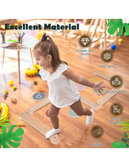 Viga de Equilibrio de Madera JoyTry para Niños 3-5 Años Viga de Equilibrio de Madera JoyTry para Niños 3-5 Años