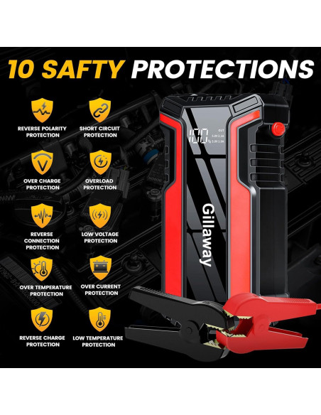 Arrancador de Salto Gillaway 5000A 12V para Coche y Moto Arrancador de Salto Gillaway 5000A 12V para Coche y Moto