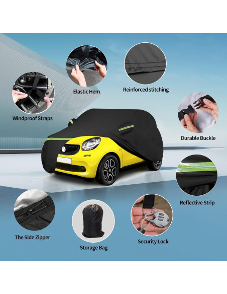 Cubierta de coche ATBKJ para Smart Fortwo 2007-2023 210T Cubierta de coche ATBKJ para Smart Fortwo 2007-2023 210T