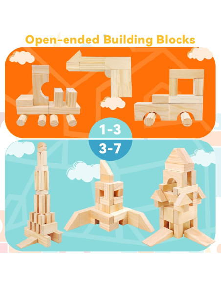 Bloques de Madera Grandes Onshine 64 Piezas para Niños 1-3 Años Bloques de Madera Grandes Onshine 64 Piezas para Niños 1-3 Años