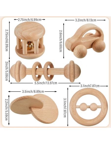 5 Piezas Juguetes de Madera Zhanmai para Bebés 0-12 Meses 5 Piezas Juguetes de Madera Zhanmai para Bebés 0-12 Meses