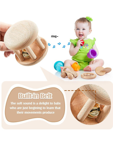 5 Piezas Juguetes de Madera Zhanmai para Bebés 0-12 Meses