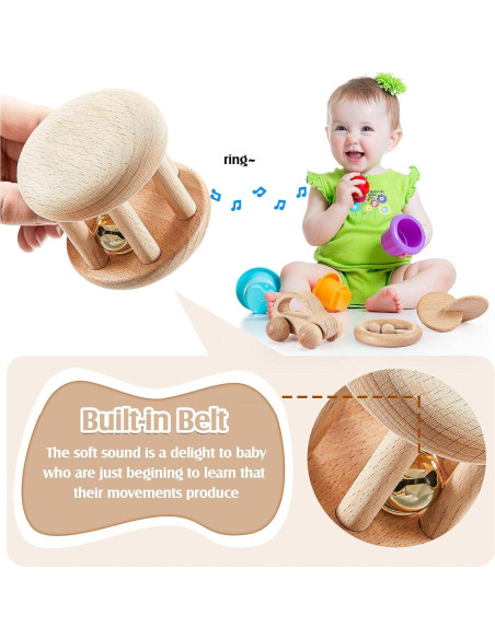 5 Piezas Juguetes de Madera Zhanmai para Bebés 0-12 Meses 5 Piezas Juguetes de Madera Zhanmai para Bebés 0-12 Meses